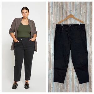 Universal Standard 20 Katie High Rise Crossover Jeans Asymmetric Waist Black